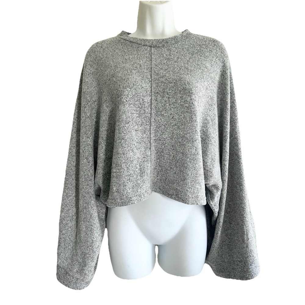 Rue 21 Top Medium Cropped Kimono Blouse Shirt Salt & Pepper Women Clothing